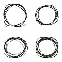 Scribble circles set black colored flat style