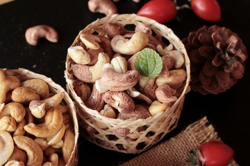 Cashews nuts are roasted delicious with salt.