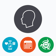 Head sign icon. Female woman human head.