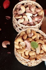 Cashews nuts are roasted delicious with salt.