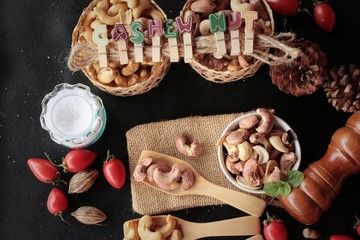 Cashews nuts are roasted delicious with salt.