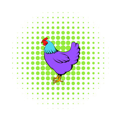 Hen icon in comics style