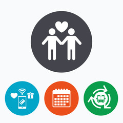 Couple sign icon. Male love male. Gays.