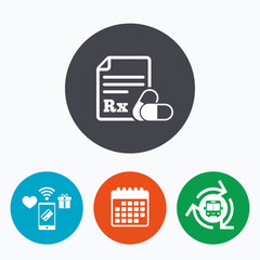 Medical prescription Rx sign icon. Pharmacy.
