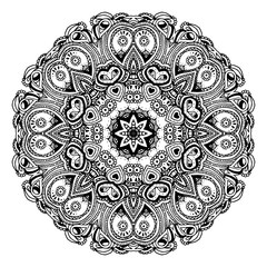 Mandala. Ethnic decorative element. Hand drawn background. Islam, Arabic, Indian, ottoman motifs.