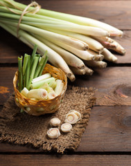 lemon grass on wooden