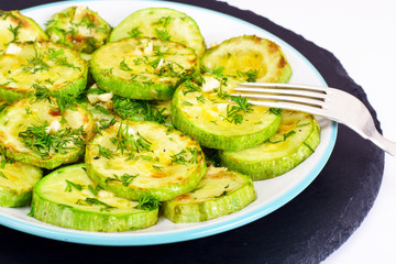 Fried Zucchini with Cheese and Seasoning