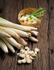 lemon grass on wooden