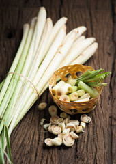 lemon grass on wooden