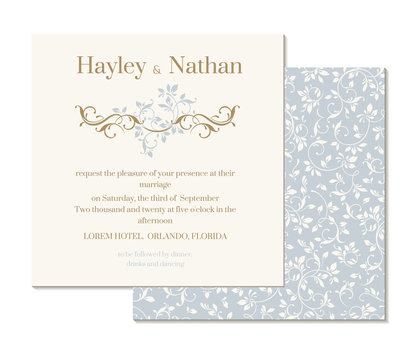 Decorative floral border and seamless pattern.. Wedding invitation. Template for greeting cards, invitations.  