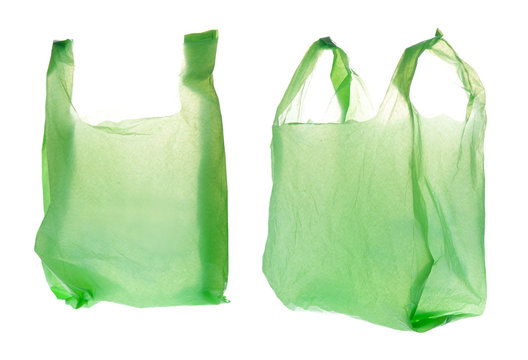 Green Plastic bag on white background