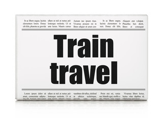 Vacation concept: newspaper headline Train Travel