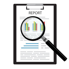 Report with magnifying glass