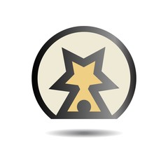 Abstract black logo. Star in the circle. Vector illustration