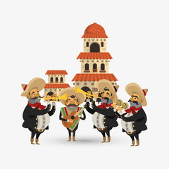 Colorful mexican design over white background