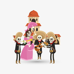 Colorful mexican design over white background