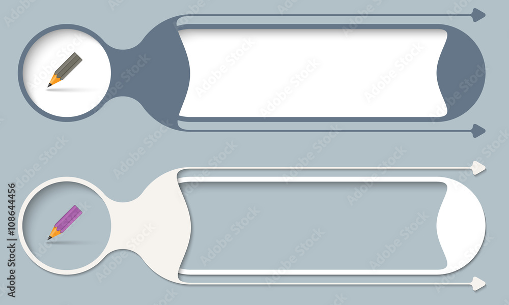 Poster two vector buttons for your text and pencil