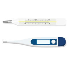 Digital and mercury thermometer