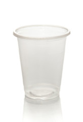 white plastic cup on the white background