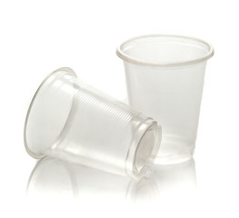 white plastic cup on the white background