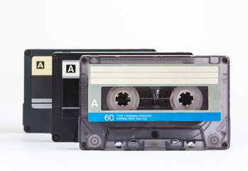 Obraz premium audio cassettes, white background