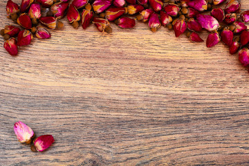 Healthy food: tea, rose, dried flowers.