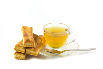 Tazza di tè con le sfogliatine