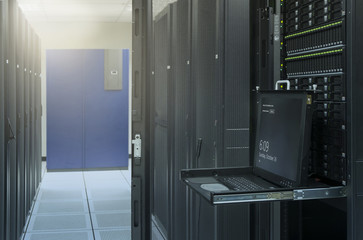 monitor console and server in data center