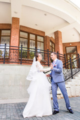 Fototapeta premium bride and groom dancing 