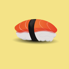salmon sushi Japanese food on yellow