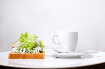 Breakfast sandwich with salad .Morning breakfast