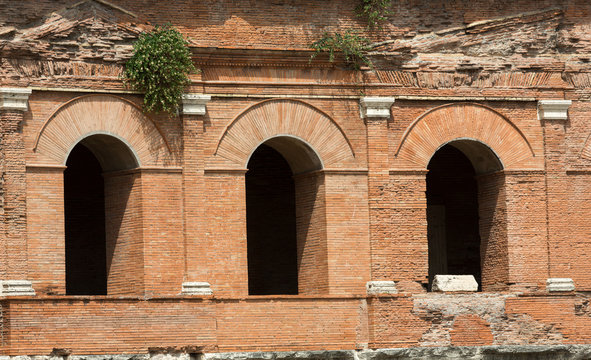 The ruins of Trajan's Market (Mercati di Traiano) in Rome. Italy