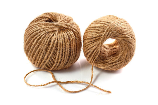 Two Skeins Of Jute Twine On White