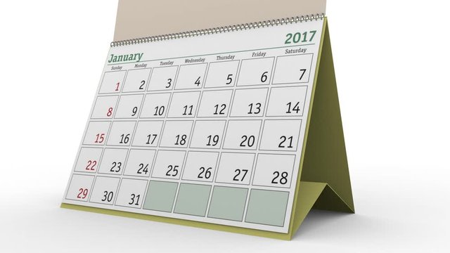 year 2017 calendar in english