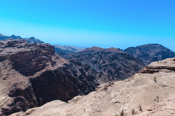 Beautiful red rock formations in Petra Jordan.