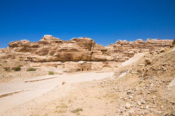 Fototapeta na wymiar red rock formations in Petra Jordan.