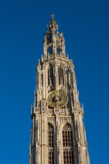 Fototapeta na wymiar Tower of Cathedral of Our Lady. Antwerp, Belgium