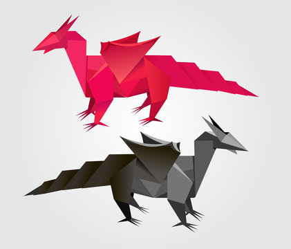  vector abstract Origami dragon