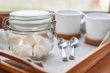 Meringues in glass jar