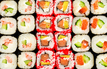 Sushi Florida and California Isolated on White Background