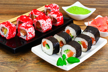 Sushi Florida and California Isolated on White Background