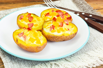 Potatoes Stuffed with Salami Sausage and Yellow Peppers