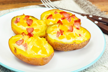 Potatoes Stuffed with Salami Sausage and Yellow Peppers