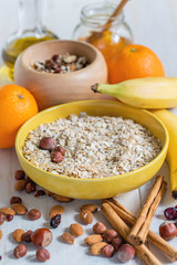Ingredients for homemade muesli.