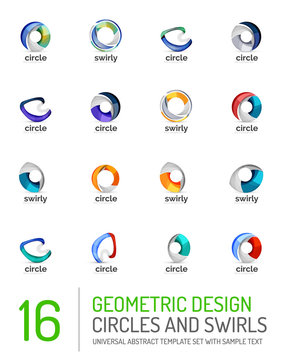 Geometric abstract circles and swirls icon set