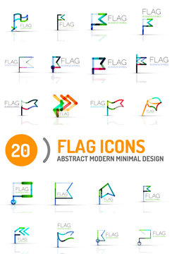 Flag icon logo set, linear design