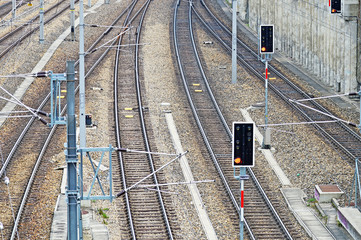 Bahnsignale und Gleisanlage