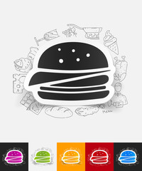 sandwich paper sticker with hand drawn elements