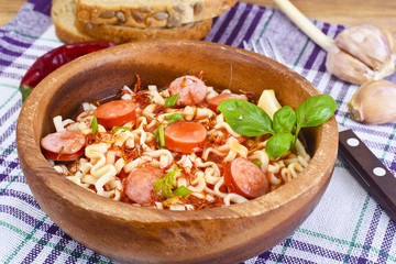 Pasta with Sausage on Plate