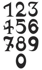 Illustration of Black fundamental number. Isolated on white background.